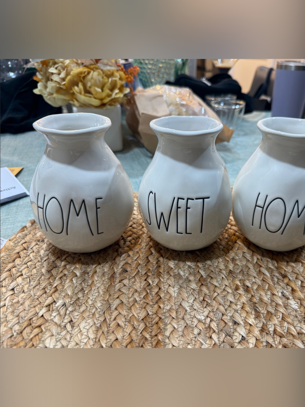 Rae Dunn White Ceramic 'Home Sweet Home' Vase Trio